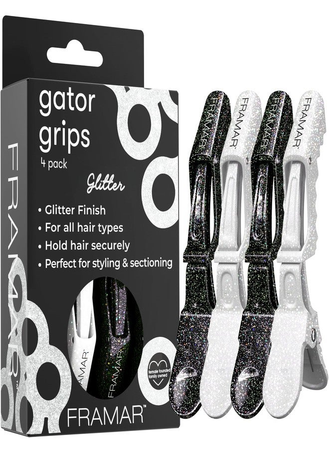 FRAMAR Glitter Hair Clip Set - Alligator Clips For Hair Styling, Hair Styling Clips Sectioning, Glitter Hair Clips For Women Styling, Salon Hair Clips – Firm Hold Without Slipping – 4 Pack - Image 1